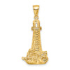 Lex & Lu 14k Yellow Gold Lighthouse w/Wave Charm LALK7409 - Lex & Lu