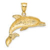 Lex & Lu 14k Yellow Gold 2D Polished and Engraved Open Mouth Dolphin Charm - 4 - Lex & Lu