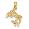 Lex & Lu 14k Yellow Gold Polished 2D Mini Double Dolphins Charm - 4 - Lex & Lu