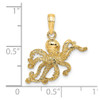 Lex & Lu 14k Yellow Gold 2D and Textured Octopus Charm LALK7432 - 3 - Lex & Lu