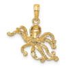 Lex & Lu 14k Yellow Gold 2D and Textured Octopus Charm LALK7432 - 4 - Lex & Lu