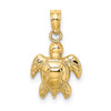 Lex & Lu 14k Yellow Gold 2D Textured MINI Sea Turtle Charm - Lex & Lu