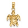 Lex & Lu 14k Yellow Gold 2D Textured MINI Sea Turtle Charm - 4 - Lex & Lu