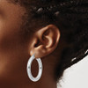 Lex & Lu Sterling Silver w/Rhodium 5mm Round Hoop Earrings LAL23888 - 3 - Lex & Lu