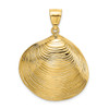 Lex & Lu 14k Yellow Gold Textured 2D Large Clam Shell Charm - Lex & Lu