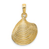 Lex & Lu 14k Yellow Gold 3D Textured Clam Shell Charm - 4 - Lex & Lu