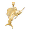 Lex & Lu 14k Yellow Gold 3D Polished Textured Sailfish Charm - 4 - Lex & Lu