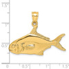 Lex & Lu 14k Yellow Gold 3D Polished Pompano Fish Charm - 3 - Lex & Lu