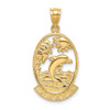 Lex & Lu 14k Yellow Gold Jamaica w/Dolphin and Sunset In Frame Charm - Lex & Lu