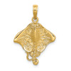 Lex & Lu 14k Yellow Gold 2D Stingray Charm LALK7567 - Lex & Lu