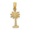 Lex & Lu 14k Yellow Gold 2D Textured Mini Palmetto Palm Tree Charm - Lex & Lu