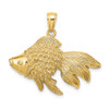 Lex & Lu 14k Polished and Textured Gold Fish Charm - Lex & Lu