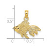 Lex & Lu 14k 2D and Textured Gold Fish Charm - 3 - Lex & Lu