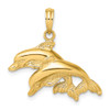 Lex & Lu 14k Yellow Gold 2D Polished and Engraved Double Dolphins Charm - Lex & Lu