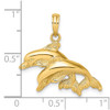 Lex & Lu 14k Yellow Gold 2D Polished and Engraved Double Dolphins Charm - 3 - Lex & Lu