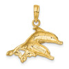 Lex & Lu 14k Yellow Gold 2D Polished and Engraved Dolphins Charm - 4 - Lex & Lu