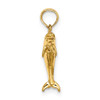 Lex & Lu 14k Yellow Gold 3D Polished and Textured Mini Dolphins Jumping Charm - 2 - Lex & Lu