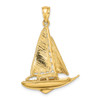 Lex & Lu 14k Yellow Gold 3D and Polished Sailboat Charm - 4 - Lex & Lu
