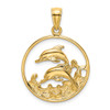 Lex & Lu 14k Yellow Gold Double Dolphins In Circle Charm - Lex & Lu