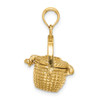 Lex & Lu 14k Yellow Gold 3D Nantucket Basket Moveable Lid Charm - 2 - Lex & Lu