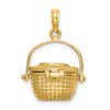 Lex & Lu 14k Yellow Gold 3D Nantucket Basket Moveable Lid Charm - 4 - Lex & Lu