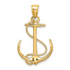 Lex & Lu 14k Yellow Gold 3D Polished and Textured Anchor w/Rope Charm - 4 - Lex & Lu