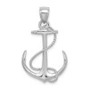 Lex & Lu 14k White Gold 3D Polished and Textured Anchor w/Rope Charm - Lex & Lu