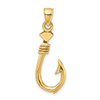 Lex & Lu 14k Yellow Gold 3D Large Fish Hook with Rope Charm - 4 - Lex & Lu