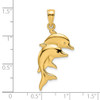 Lex & Lu 14k Yellow Gold 2D Polished Double Dolphins Charm - 3 - Lex & Lu