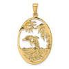 Lex & Lu 14k Yellow Gold Dolphin Jumping in Ocean Scene Charm - 4 - Lex & Lu