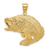 Lex & Lu 14k Yellow Gold 2D Bass Fish Jumping Charm - Lex & Lu