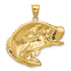 Lex & Lu 14k Yellow Gold 2D Bass Fish Jumping Charm - 4 - Lex & Lu