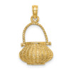 Lex & Lu 14k Yellow Gold 3D Moveable Handle Flower Basket Charm - Lex & Lu