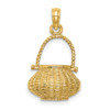 Lex & Lu 14k Yellow Gold 3D Moveable Handle Flower Basket Charm - 4 - Lex & Lu