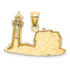 Lex & Lu 14k Yellow Gold 2D Nubble Lighthouse Charm - 4 - Lex & Lu