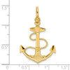 Lex & Lu 14k Yellow Gold 3D Textured Anchor w/Rope and Shackle Bail Charm - 3 - Lex & Lu