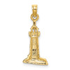 Lex & Lu 14k Yellow Gold 2D Polished and Textured Lighthouse Charm - 4 - Lex & Lu