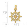Lex & Lu 14k Yellow Gold 2D Engraved Ship Wheel Charm - 2 - Lex & Lu