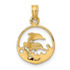 Lex & Lu 14k Yellow Gold Two Dolphins in Circle Charm - 4 - Lex & Lu