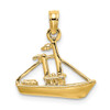 Lex & Lu 14k Yellow Gold 3D Cargo Ship w/Tug Boat Charm - Lex & Lu