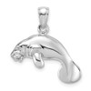 Lex & Lu 14k White Gold 3D Polished Swimming Manatee Charm - Lex & Lu