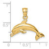 Lex & Lu 14k Yellow Gold Textured and Polished Dolphin Jumpin Charm - 3 - Lex & Lu