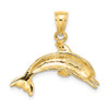 Lex & Lu 14k Yellow Gold Textured and Polished Dolphin Jumpin Charm - 4 - Lex & Lu