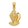 Lex & Lu 14k Yellow Gold 2D TURKS and CAICOS Under Conch Shell Charm - Lex & Lu