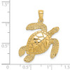 Lex & Lu 14k Yellow Gold Large Textured Swimming Sea Turtle Charm - 3 - Lex & Lu