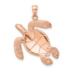 Lex & Lu 14k Rose Gold Large Textured Swimming Sea Turtle Charm - 4 - Lex & Lu