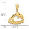 Lex & Lu 14k Yellow Gold 2D and Polished BARBADOS Under Dolphin Charm - 3 - Lex & Lu