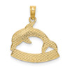 Lex & Lu 14k Yellow Gold 2D CURACAO Under Polished Dolphin Charm - 4 - Lex & Lu