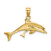 Lex & Lu 14k Yellow Gold Polished Dolphin and Charm - 4 - Lex & Lu