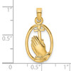 Lex & Lu 14k Yellow Gold Praying Hands and Cross In Oval Charm - 3 - Lex & Lu